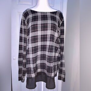Cotton Torrid Plaid Layered Look Sweater -Grey/Pink/Black - Plus Size 2X (18/20)